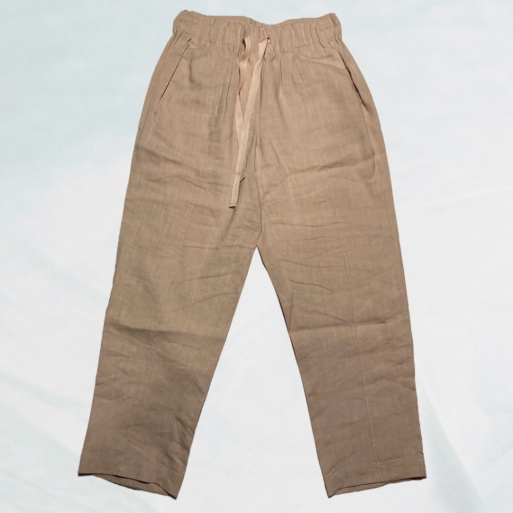 Aritzia Babaton Beige Linen Blend Cropped Ankle Pants Size XS
